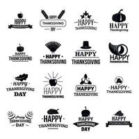 jeu de logo du jour de thanksgiving, style simple vecteur