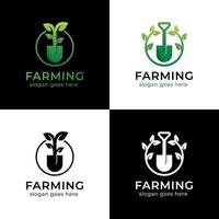 logo de feuille d'arbre de pelle pour l'agriculture, jardinier, botanique, graine, collection de logos de verdissement