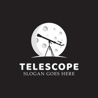 télescope d'astronomie avec modèle vectoriel d'illustration logo planète ou lune