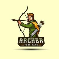 logos de mascotte ou de personnage d'archer chassant dans la forêt, peuvent être utilisés modèle de logo de joueur de jeu de tireur d'élite e sport vecteur
