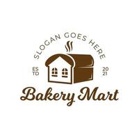 pain grillé boulangerie boutique avec house mart market vintage retro logo design vecteur