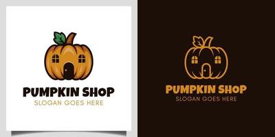 conception de vecteur de boutique de citrouilles pour les végétariens, l'événement du marché d'halloween a besoin de la conception du logo du jour