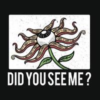 illustration de conception de t-shirt de fleur d'oeil avec des pétales de tentacule vecteur