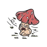 illustration d'un dessin animé de champignon triste dans le vent vecteur