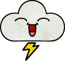nuage de tonnerre dessin animé texture grunge rétro vecteur