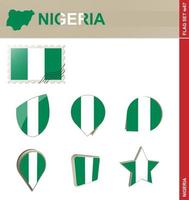 ensemble de drapeaux nigérians, ensemble de drapeaux vecteur