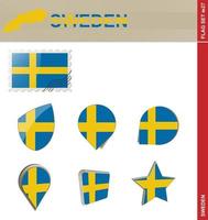 ensemble de drapeaux suédois, ensemble de drapeaux vecteur