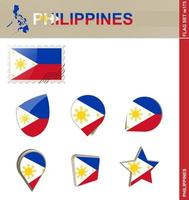 ensemble de drapeaux philippins, ensemble de drapeaux vecteur