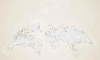 carte du monde dans un style vintage. carte du monde vectorielle arrondie vecteur