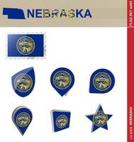 ensemble de drapeaux du nebraska, ensemble de drapeaux vecteur