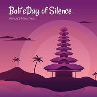 les jours de silence de bali. vecteur de silhouette de jour d'isolement. fond d'illustration du nouvel an hindou