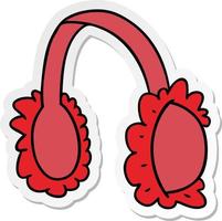 autocollant dessin animé doodle de cache-oreilles rose vecteur