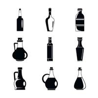 ensemble d'icônes de bouteille de vinaigre, style simple vecteur