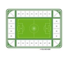 vue de dessus du stade de football avec numéros de siège, conception d'illustration vectorielle. vecteur