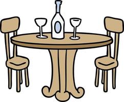 dessin animé doodle table de dîner et boissons vecteur