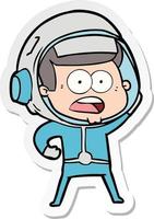 autocollant d'un astronaute surpris de dessin animé vecteur