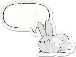 lapin de dessin animé et autocollant en détresse bulle vecteur