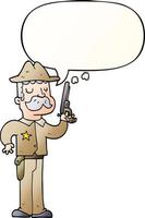 dessin animé shérif et bulle de dialogue dans un style dégradé lisse vecteur