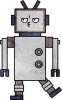 robot de dessin animé de texture grunge rétro vecteur