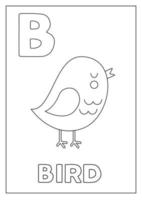 apprendre l'alphabet anglais pour les enfants. la lettre B. oiseau de dessin animé mignon. vecteur