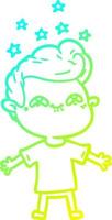 ligne de gradient froid dessinant un garçon de dessin animé heureux vecteur