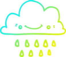 ligne de gradient froid dessinant un nuage d'orage de dessin animé vecteur