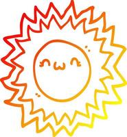 soleil de dessin animé de dessin de ligne de gradient chaud vecteur