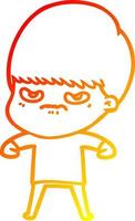 ligne de gradient chaud dessinant un garçon en colère vecteur