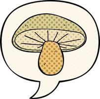 champignon de dessin animé et bulle de dialogue dans le style de la bande dessinée vecteur