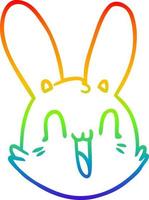 arc en ciel gradient ligne dessin dessin animé fou heureux visage de lapin vecteur