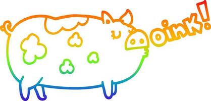 arc en ciel gradient ligne dessin dessin animé cochon oinking vecteur