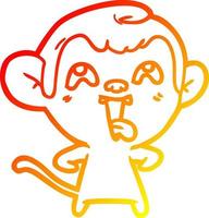 ligne de gradient chaud dessinant un singe de dessin animé fou vecteur