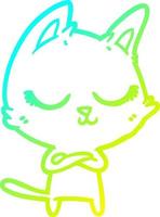 ligne de gradient froid dessinant un chat de dessin animé calme vecteur