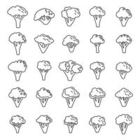 les icônes de brocoli définissent le vecteur de contour. nourriture végétalienne