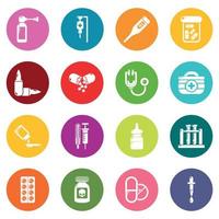 icônes de médecine de drogue définies vecteur de cercles colorés