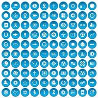 100 icônes d'éléments graphiques définies en bleu vecteur