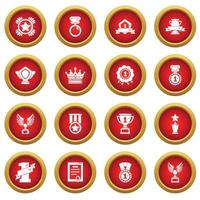 ensemble d'icônes de tasses de médailles de récompenses, style simple vecteur
