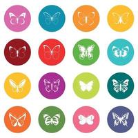ensemble de papillons icônes de nombreuses couleurs vecteur