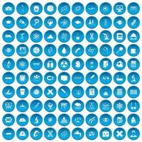 100 icônes de microscope définies en bleu vecteur