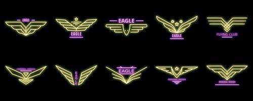 aigle logo set vecteur néon