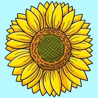 illustration de dessin animé couleur fleur de tournesol vecteur