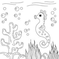 conception vecteur poisson sous la mer coloriage page pour enfant