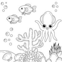 conception vecteur poisson sous la mer coloriage page pour enfant