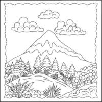 conception vecteur paysage montagne coloriage page pour enfant