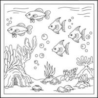 conception vecteur poisson sous la mer coloriage page pour enfant