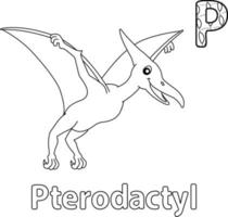 alphabet ptérodactyle dinosaure abc coloriage p vecteur