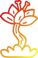 ligne de gradient chaud dessinant une fleur de lilly de dessin animé vecteur