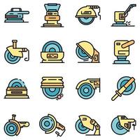 icônes de machine de meulage définies vecteur plat