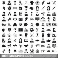 Ensemble de 100 icônes d'esprit d'équipe, style simple