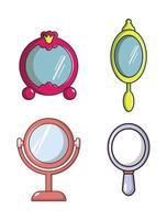 jeu d'icônes de miroir, style cartoon vecteur